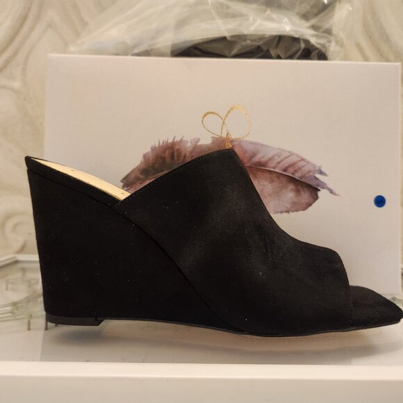 Jessica Simpson Aishia 2 Jet Black Micro Faux Suede Wedges. NIB. Size 9.5 - Picture 1 of 10